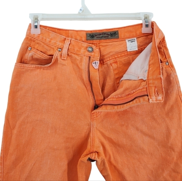 Vtg Levis 569 Orange Jeans Hi Rise Taper Crop Denim Ws 12 29x24 900 Series 12/92 - Picture 6 of 16